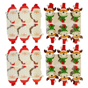 24 Klammern Holz Elche Nikolaus Christbaumschmuck Weihnachten Weihnachtsbaum Deko